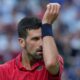 Novak Djokovic of Serbia reacts as he plays with Valentin Vacherot of Monaco during the men's singles semifinal match of the Shanghai Masters tennis tournament at Qizhong Forest Sports City Tennis Center, in Shanghai, China, Saturday, Oct. 11, 2025. (AP Photo/Andy Wong)