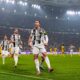 Juventus' Dusan Vlahovic celebrates after scoring their side's first goal of the game during the Serie A soccer match between Juventus Fc and Udinese in Turin, Italy, Wednesday Oct. 29, 2025. (Fabio Ferrari/LaPresse via AP)