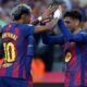 Barcelona's Lamine Yamal and Pedri acelebrate fter a goal during a La Liga soccer match between Barcelona and Girona in Barcelona, Spain, Saturday, Oct. 18, 2025. AP Photo/Joan Monfort)