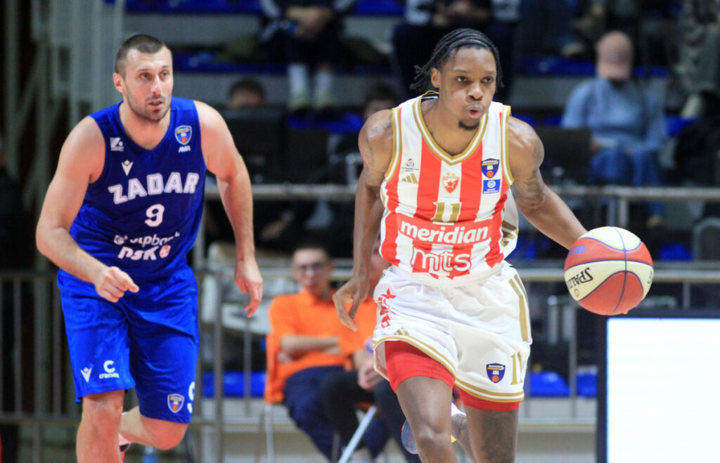 TYSON CARTER Tajson Karter, kosarkas Crvene zvezde, na utakmici Aba Lige protiv Zadra, u hali Aleksandar Nikolic. Beograd, 06.10.2025. foto: MN Press / vm Kosarka, ABA Liga, Crvena zvezda, Zadar