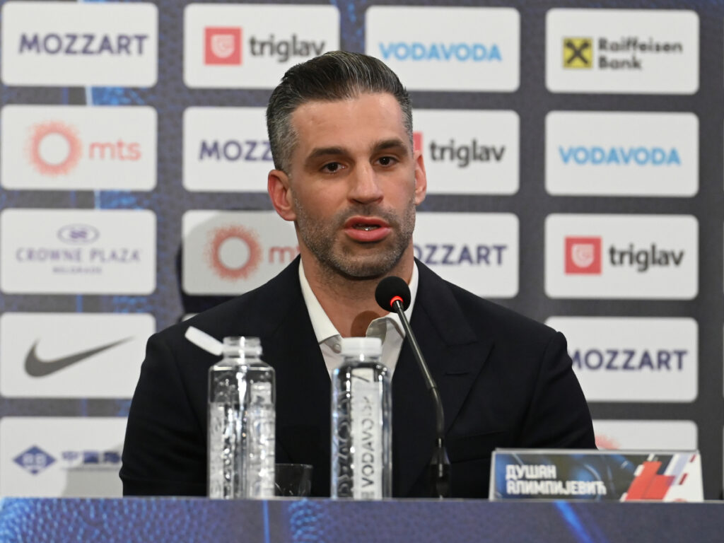 Promocija DUSANA ALIMPIJEVICA novog selektora kosarkaske reprezentacije Srbije, u hotelu Kraun Plaza. DUSAN ALIMPIJEVIC Beograd, 11.10.2025. foto: Nebojsa Parausic Kosarka, Srbija, Crowne Plaza