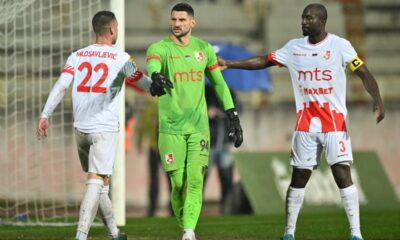 DEJAN STANIVUKOVIC golman fudbalera Radnickog Nis na utakmici Superlige Prvenstva Srbije protiv Crvene zvezde na stadionu Cair, Nis, 26.10.2025. godine Foto: Mladjan Ivanovic Fudbal, Crvena zvezda, Superliga Prvenstvo Srbije, Radnicki Nis
