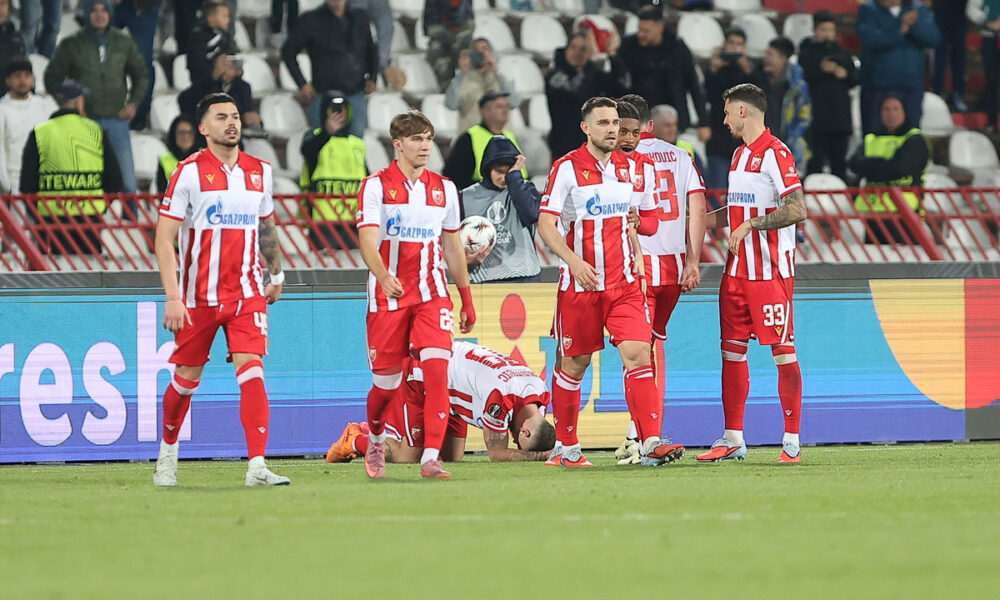 RADOST, MARKO ARNAUTOVIC fudbaler Crvene Zvezde na utakmici UEFA Liga Evrope protiv Lila na stadionu Rajko Mitic, Beograd 06.11.2025. godine Foto: Ivica Veselinov / MN PRESS FUDBAL, FOOTBALL, UEFA EUROPA LEAGUE, LIGA EVROPE, CRVENA ZVEZDA, RED STAR, LIL, LOSC