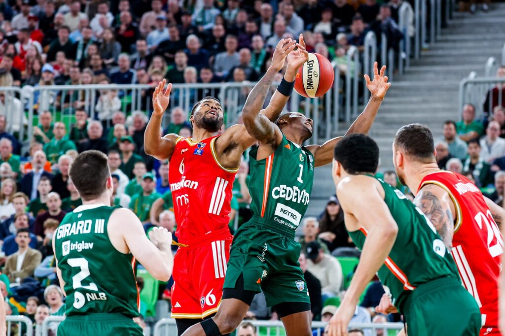 in action during AdmiralBet ABA League 2025/2026 basketball match between Cedevita Olimpija (SLO) and Crvena Zvezda (SRB) in SRC Stozice, Ljubljana, Slovenia on November 17, 2025.