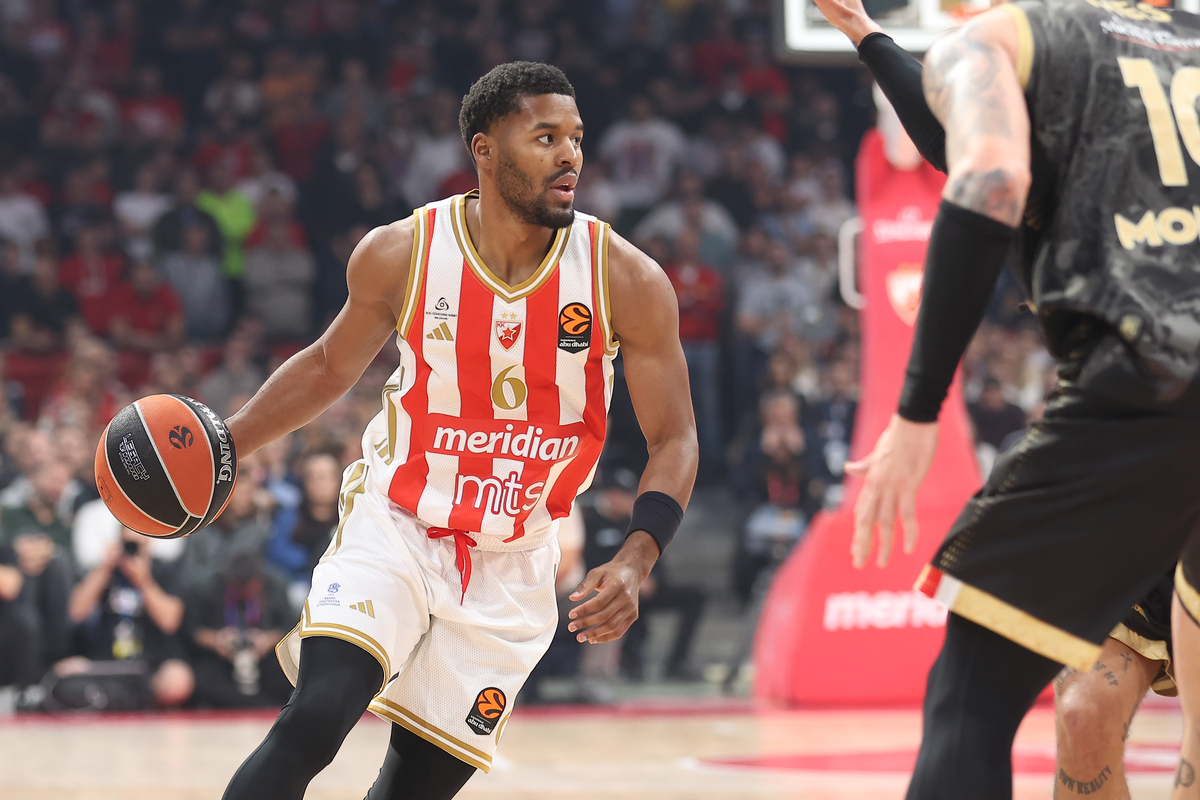 kosarkas Crvene Zvezde na utakmici Evrolige protiv Monaka u hali Beogradska Arena, Beograd 13.11.2025. godine Foto: Ivica Veselinov / MN PRESS KOSARKA, BASKETBALL, EVROLIGA, EUROLEAGUE, CRVENA ZVEZDA, MONAKO, MONACO