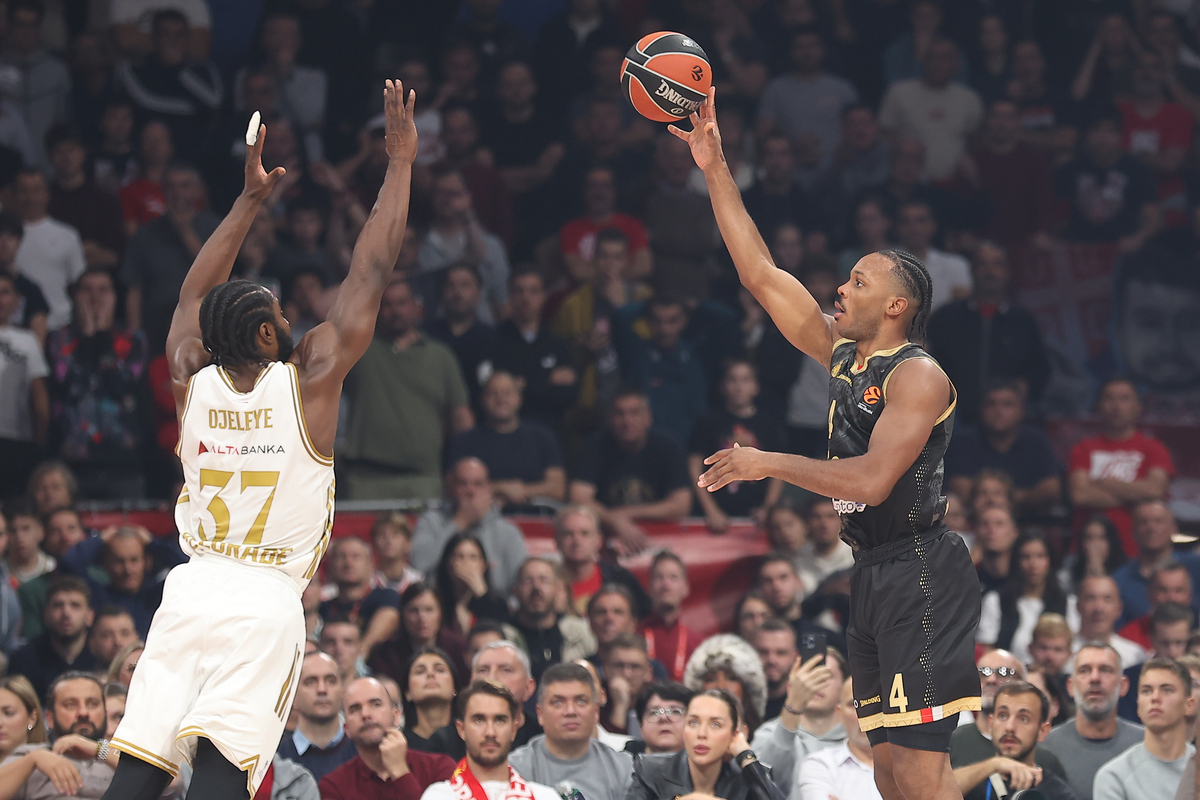 kosarkas Crvene Zvezde na utakmici Evrolige protiv Monaka u hali Beogradska Arena, Beograd 13.11.2025. godine Foto: Ivica Veselinov / MN PRESS KOSARKA, BASKETBALL, EVROLIGA, EUROLEAGUE, CRVENA ZVEZDA, MONAKO, MONACO