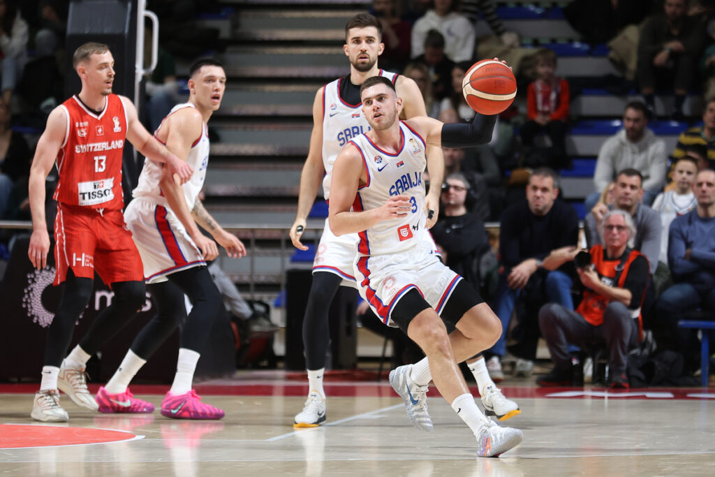 kosarkas Srbije na utakmici kvalifikacija za FIBA Svetsko Prvenstvo protiv Svajcarske u hali Aleksandar Nikolic, Beograd 27.11.2025. godine Foto: Ivica Veselinov / MN PRESS KOSARKA, BASKETBALL, KVALIFIKACIJE, SRBIJA, SVAJCARSKA, SWITZERLAND, SERBIA, WORLD CUP QUALIFIERS