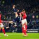 Scotland's Scott McTominay scores the opening goal during the 2026 World Cup European Qualifying soccer match between Scotland and Denmark at Hampden Park, Glasgow, Scotland, Tuesday, Nov. 18, 2025. (Andrew Milligan/PA via AP)