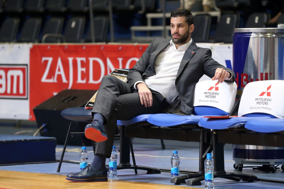 DUSAN ALIMPIJEVIC trener kosarkasa Crvene zvezde na utakmici prvenstva Srbije protiv Mega Bemaks u hali Pionir, Beograd 21.04.2018. godine Foto: Marko Metlas Kosarka, Crvena zvezda, Prvenstvo Srbije, Mega Bemaks