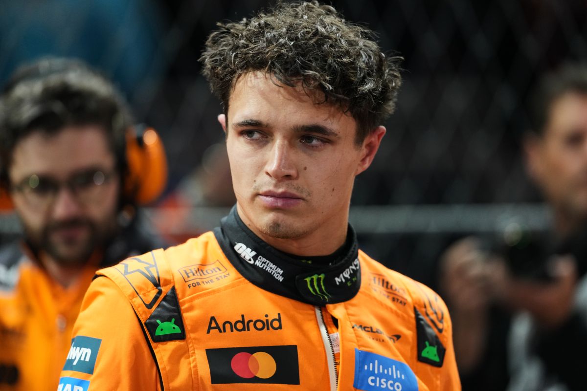 McLaren driver Lando Norris of Great Britain prepares for the Formula One Las Vegas Grand Prix auto race, Saturday, Nov. 22, 2025 in Las Vegas. (AP Photo/Eric Gay)