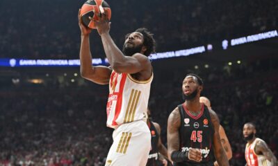 kosarkas Crvene zvezde na utakmici Evrolige protiv Olimpijakosa Pirej u hali Beogradska arena, Beograd 26.11.2025. godine Foto: Marko Metlas Kosarka, Crvena zvezda, Evroliga, Olimpijakos Pirej