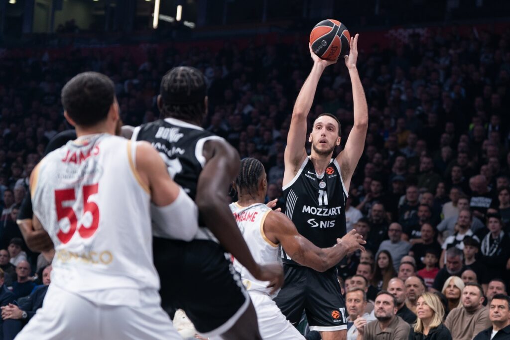 kosarkas Partizana na utakmici Evrolige protiv Monaka u hali Beogradska arena, Beograd 11.11.2025. godine Foto: MN PRESS Kosarka, Partizan, Evroliga, Monako