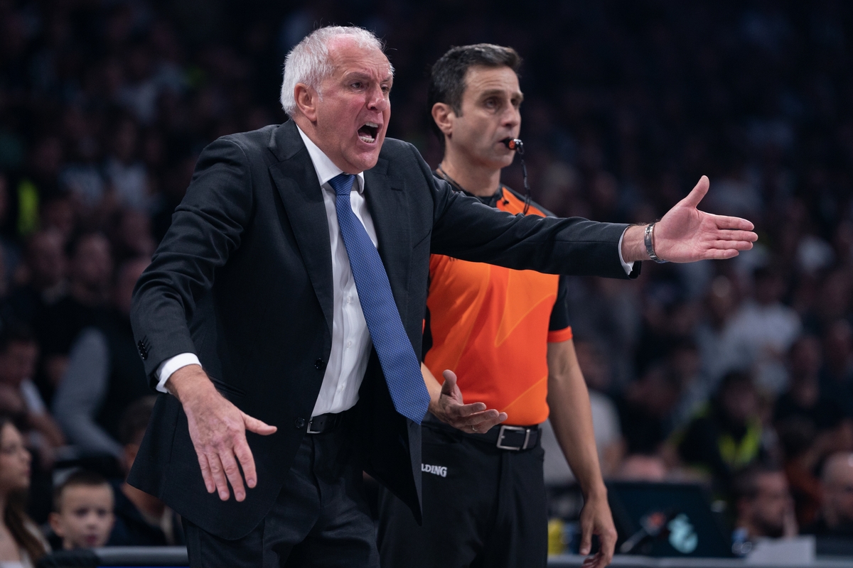 Trener Partizana na utakmici Evrolige protiv Monaka u hali Beogradska arena, Beograd 11.11.2025. godine Foto: MN PRESS Kosarka, Partizan, Evroliga, Monako