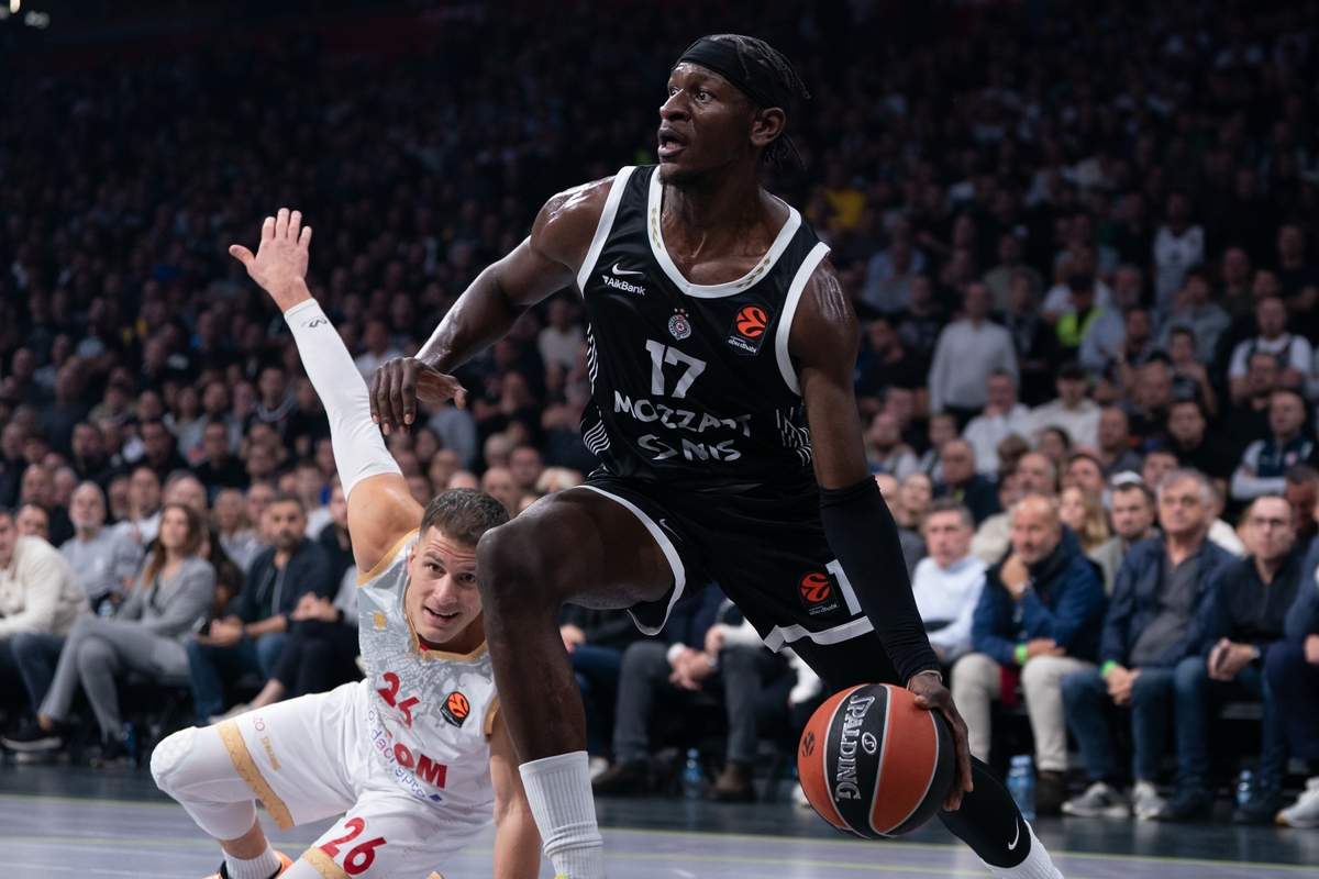 kosarkas Partizana na utakmici Evrolige protiv Monaka u hali Beogradska arena, Beograd 11.11.2025. godine Foto: MN PRESS Kosarka, Partizan, Evroliga, Monako