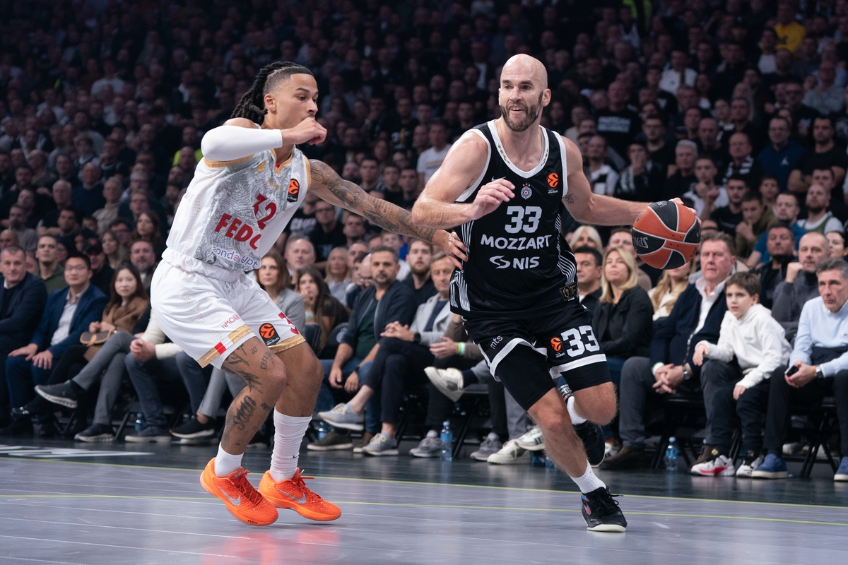 kosarkas Partizana na utakmici Evrolige protiv Monaka u hali Beogradska arena, Beograd 11.11.2025. godine Foto: MN PRESS Kosarka, Partizan, Evroliga, Monako