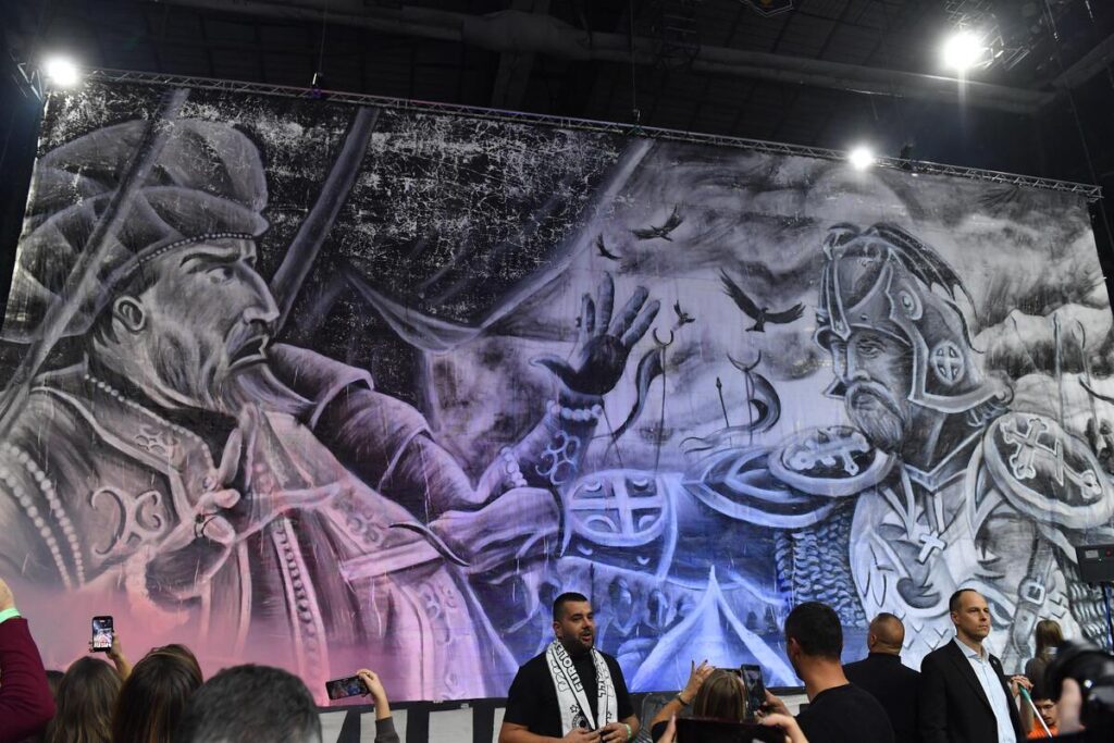 Navijači Partizana na utakmici Evrolige protiv Fenerbahcea Istanbul u hali Beogradska arena, Beograd 21.11.2025. godine Foto: Marko Metlas Kosarka, Partizan, Evroliga, Fenerbahce Istanbul