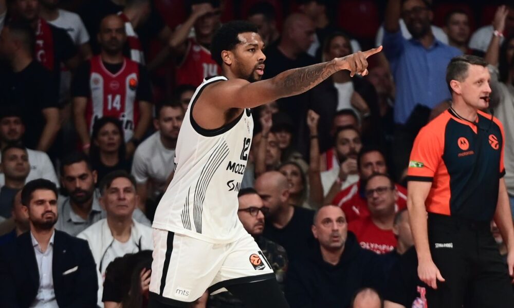 STERLING BROWN Sterling Braun, kosarkas Partizana, na utakmici Evrolige protiv Olimpijakosa, u hali Mira i prijateljstva u Pireju. Atina, 07.11.2025. foto: MN Press / kl Kosarka, Euroleague, Olimpijakos, Partizan