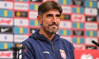 VELJKO PAUNOVIC selektor i trener fudbalera reprezentacije Srbije pres konferencija pred utakmicu kvalifikacija za FIFA Svetsko prvenstvo protiv Engleske na stadionu Vembli, London 12.12.2025. godine Foto: Marko Metlas Fudbal, Reprezentacija, Srbija, Engleska, Kvalifikacije za Svetsko prvenstvo, Pres konferencija