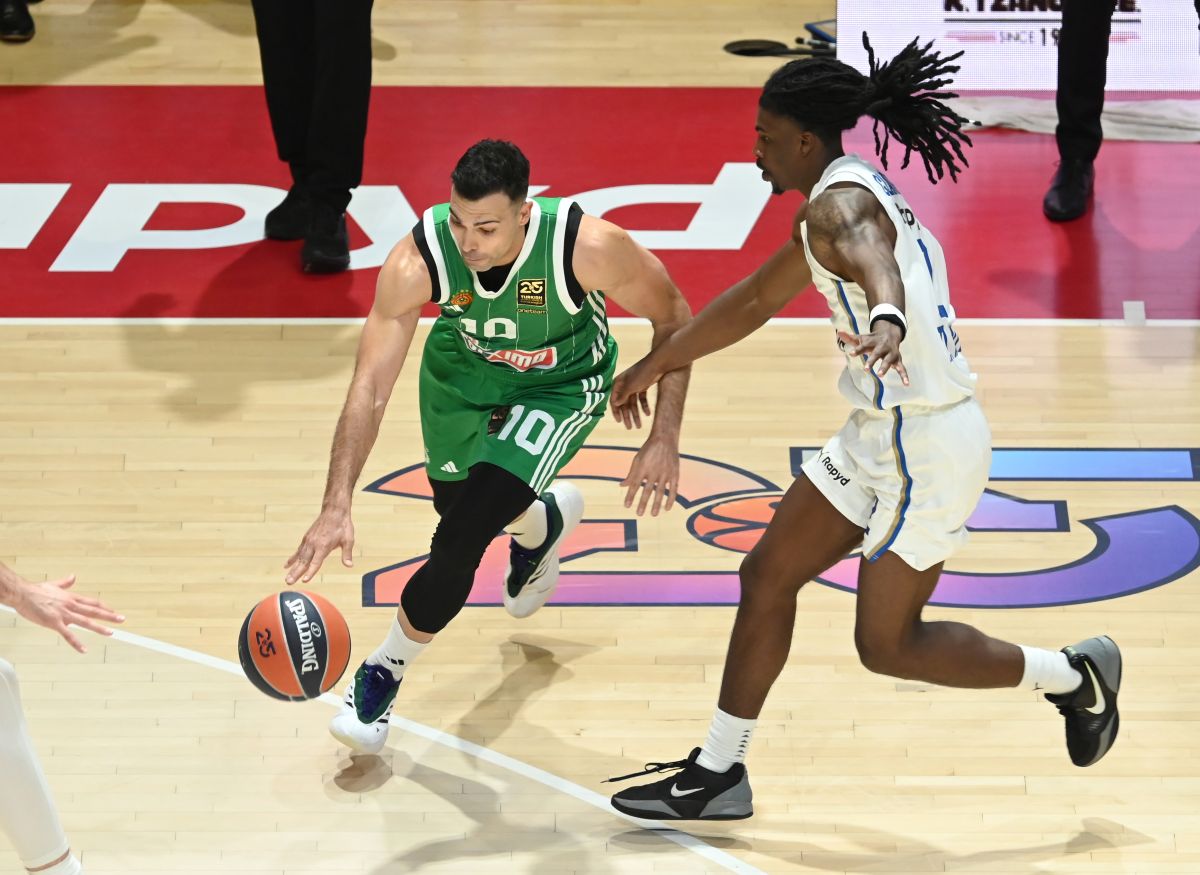 KOSTAS SLOUKAS Kostas Slukas, kosarkas Panatinaikosa, na utakmici Evrolige protiv Makabija, u hali Aleksandar Nikolic. Beograd, 26.03.2025. foto: Nebojsa Parausic BASKETBALL, EUROLEAGUE, MACCABI, PANATHINAIKOS