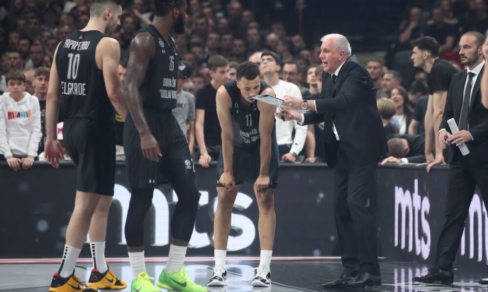 ZELIMIR OBRADOVIC ZELJKO trener kosarkasa Partizana na utakmici Evrolige protiv Reala Madrid u hali Stark Beogradska arena, Beograd 04.05.2023. godine Foto: Marko Metlas Kosarka, Partizan, Evroliga, Real Madrid