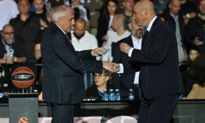 ZELIMIR OBRADOVIC ZELJKO trener kosarkasa Partizana na utakmici Evrolige protiv JOAN PENARROYA Dzoan Penaroja trener Barselone u hali Beogradska arena, Beograd 13.11.2024. godine Foto: Marko Metlas Kosarka, Partizan, Evroliga, Barselona