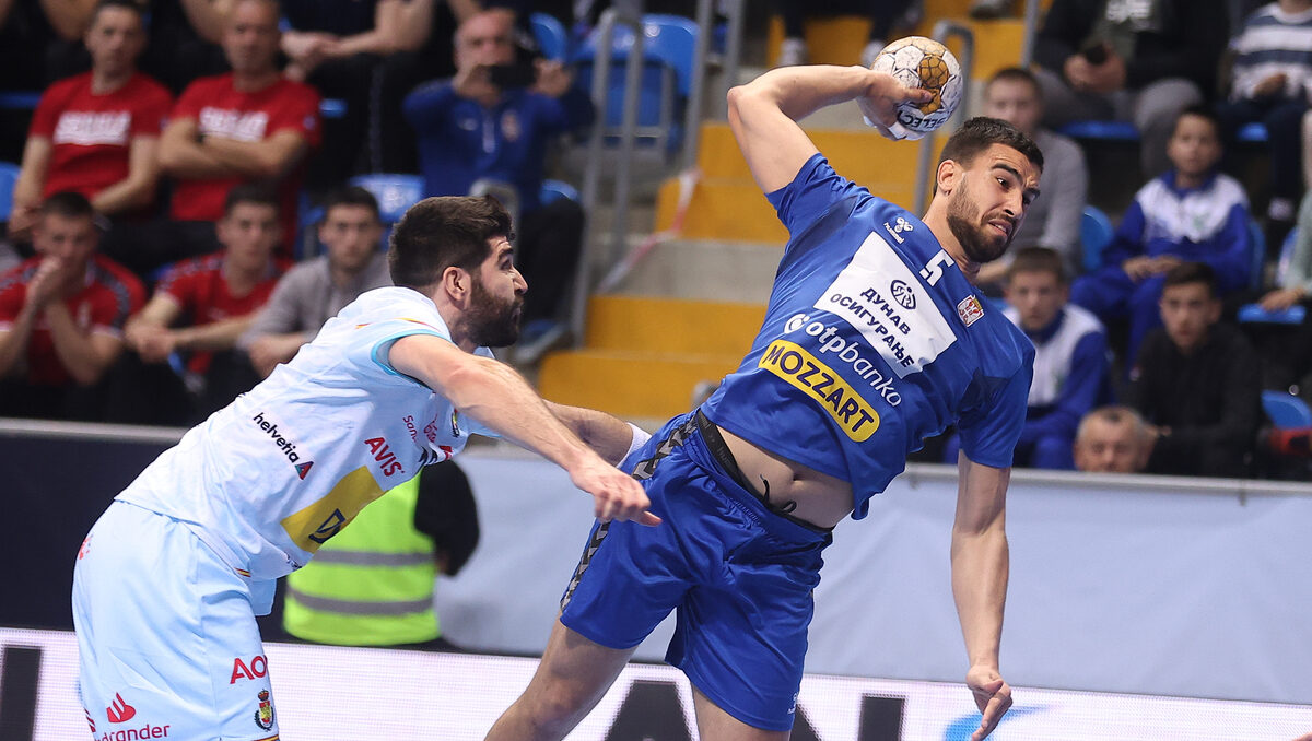 MILOS KOS rukometas Srbije na utakmici EHF kvalifikacija za Evropsko Prvenstvo protiv Spanije u SC Ibar, Kraljevo 13.03.2025. godine Foto: Ivica Veselinov / MN PRESS RUKOMET, HANDBALL, SRBIJA, SPANIJA, ESPANA, SPAIN, EHF