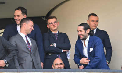 STEFAN BABOVIC i KOSTADIN TERZIC uprava fudbalera OFK Beograda na utakmici Superlige Prvenstva Srbije protiv Partizana na stadionu Partizana, Beograd 23.04.2025. godine Foto: Marko Metlas Fudbal, Partizan, Superliga Prvenstvo Srbije, OFK Beograd