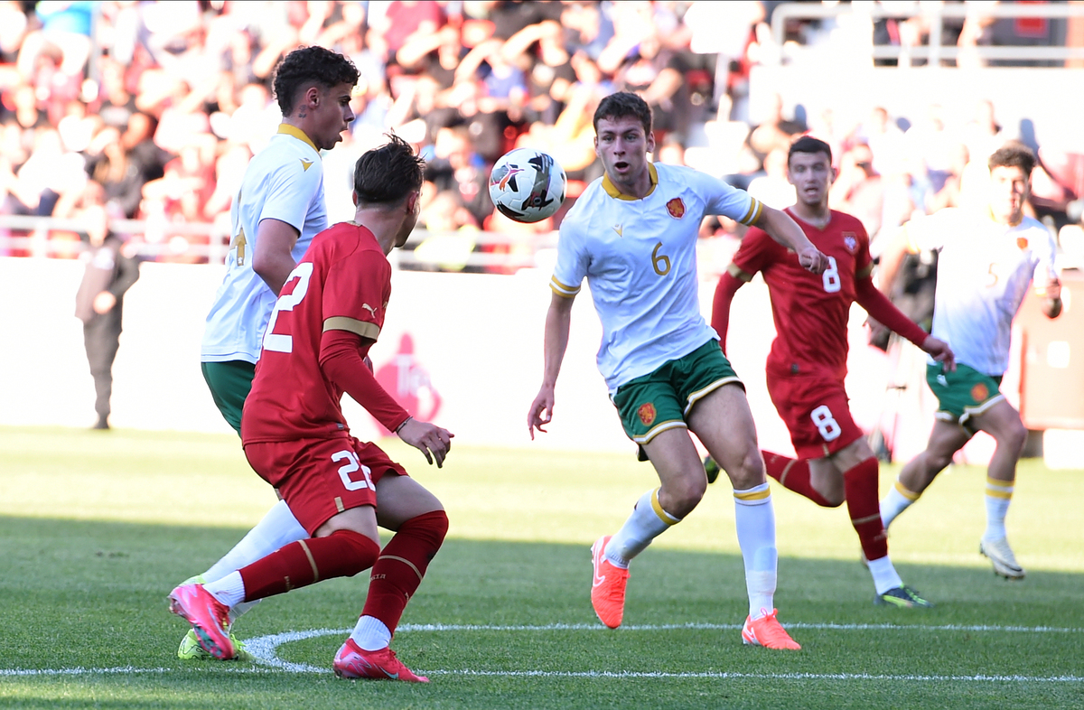 MARTIN GEORGIEV, mladi fudbaler Bugarske U21, na prijateljskoj utakmici protiv Srbije, na stadionu Dubocice. Leskovac, 31.05.2025. foto: Nebojsa Parausic Fudbal, U21 Srbija, Bugarska