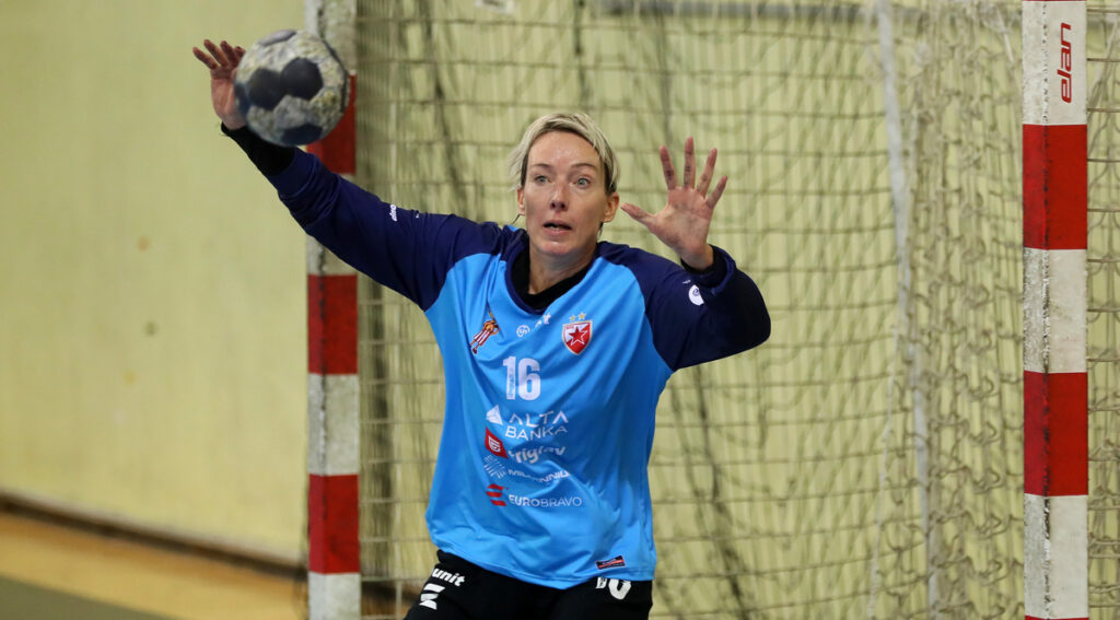 KARTINE LUNDE golman, rukometasica Crvene zvezde, na prvenstvenoj utakmici protiv Mladosti NP, u hali na Banjici. 
Beograd, 12.09.2025.
foto: MN Press /vm

Rukomet, Crvena zvezda, Mladost