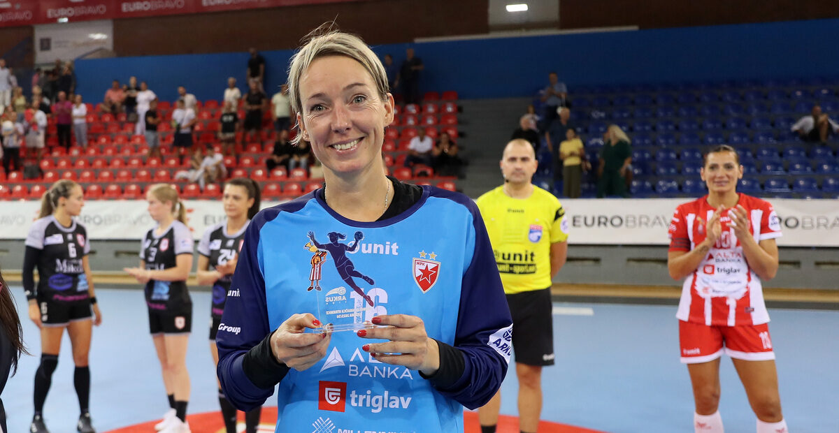 KARTINE LUNDE golman, rukometasica Crvene zvezde, MVP na prvenstvenoj utakmici protiv Mladosti NP, u hali na Banjici. Beograd, 12.09.2025. foto: MN Press /vm Rukomet, Crvena zvezda, Mladost