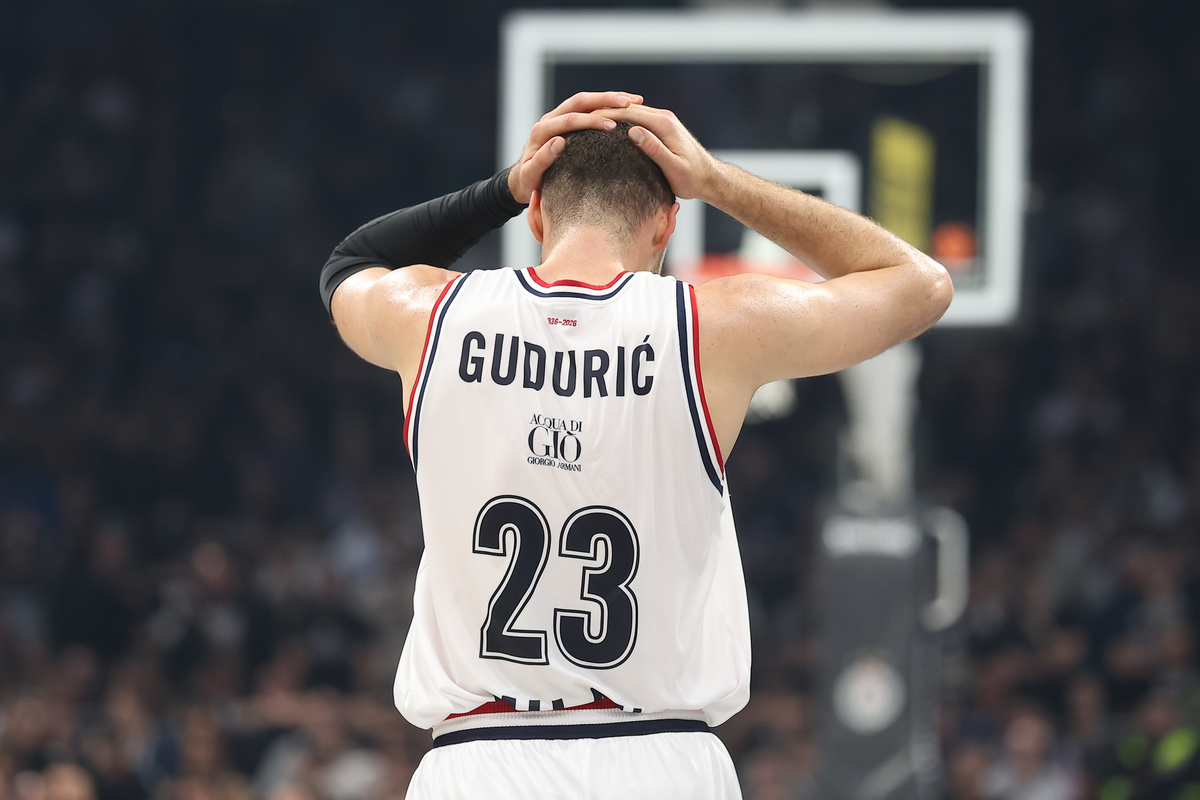 MARKO GUDURIC kosarkas Armanija na utakmici Evrolige protiv Partizana u hali Beogradska Arena, Beograd 02.10.2025. godine Foto: Ivica Veselinov / MN PRESS KOSARKA, BASKETBALL, EVROLIGA, EUROLEAGUE, PARTIZAN, ARMANI MILANO
