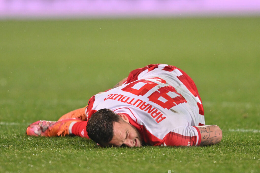MARKO ARNAUTOVIC fudbaler Crvene zvezde na utakmici UEFA Lige Evropa protiv FCSB Steaua Bukurest na stadionu Rajko Mitic, Beograd 27.11.2025. godine Foto: Marko Metlas Fudbal, Crvena zvezda, UEFA Liga Evropa, FCSB Steaua Bukurest