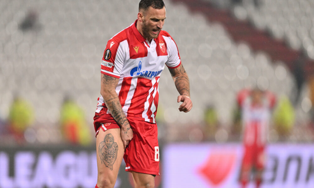 MARKO ARNAUTOVIC fudbaler Crvene zvezde na utakmici UEFA Lige Evropa protiv FCSB Steaua Bukurest na stadionu Rajko Mitic, Beograd 27.11.2025. godine Foto: Marko Metlas Fudbal, Crvena zvezda, UEFA Liga Evropa, FCSB Steaua Bukurest