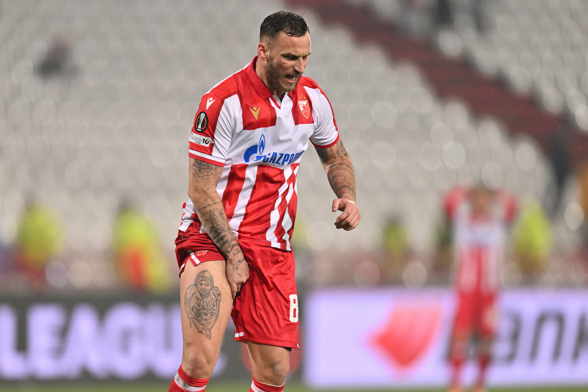 MARKO ARNAUTOVIC fudbaler Crvene zvezde na utakmici UEFA Lige Evropa protiv FCSB Steaua Bukurest na stadionu Rajko Mitic, Beograd 27.11.2025. godine Foto: Marko Metlas Fudbal, Crvena zvezda, UEFA Liga Evropa, FCSB Steaua Bukurest