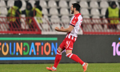 MIRKO IVANIC fudbaler Crvene zvezde na utakmici UEFA Lige Evropa protiv FCSB Steaua Bukurest na stadionu Rajko Mitic, Beograd 27.11.2025. godine Foto: Marko Metlas Fudbal, Crvena zvezda, UEFA Liga Evropa, FCSB Steaua Bukurest