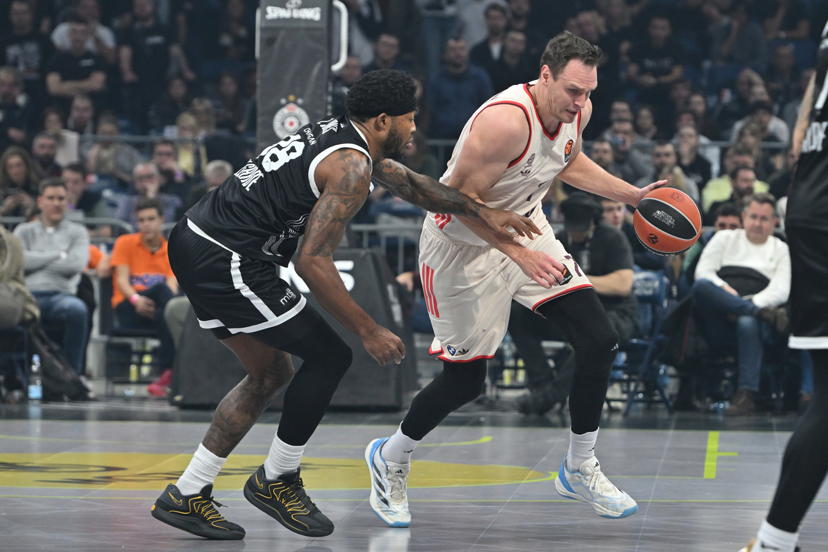 JOHANNES VOIGTMANN Johanes Fojgtman kosarkas Bajerna Minhen na utakmici Evrolige protiv Partizana u hali Beogradska arena, Beograd 04.12.2025. godine Foto: Marko Metlas Kosarka, Partizan, Evroliga, Bajern Minhen
