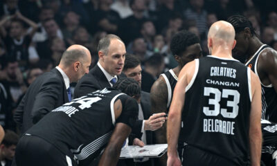 MIRKO OCOKOLJIC trener kosarkasa Partizana na utakmici Evrolige protiv Crvene zvezde u hali Beogradska arena, Beograd 12.12.2025. godine Foto: Marko Metlas Kosarka, Partizan, Evroliga, Crvena zvezda