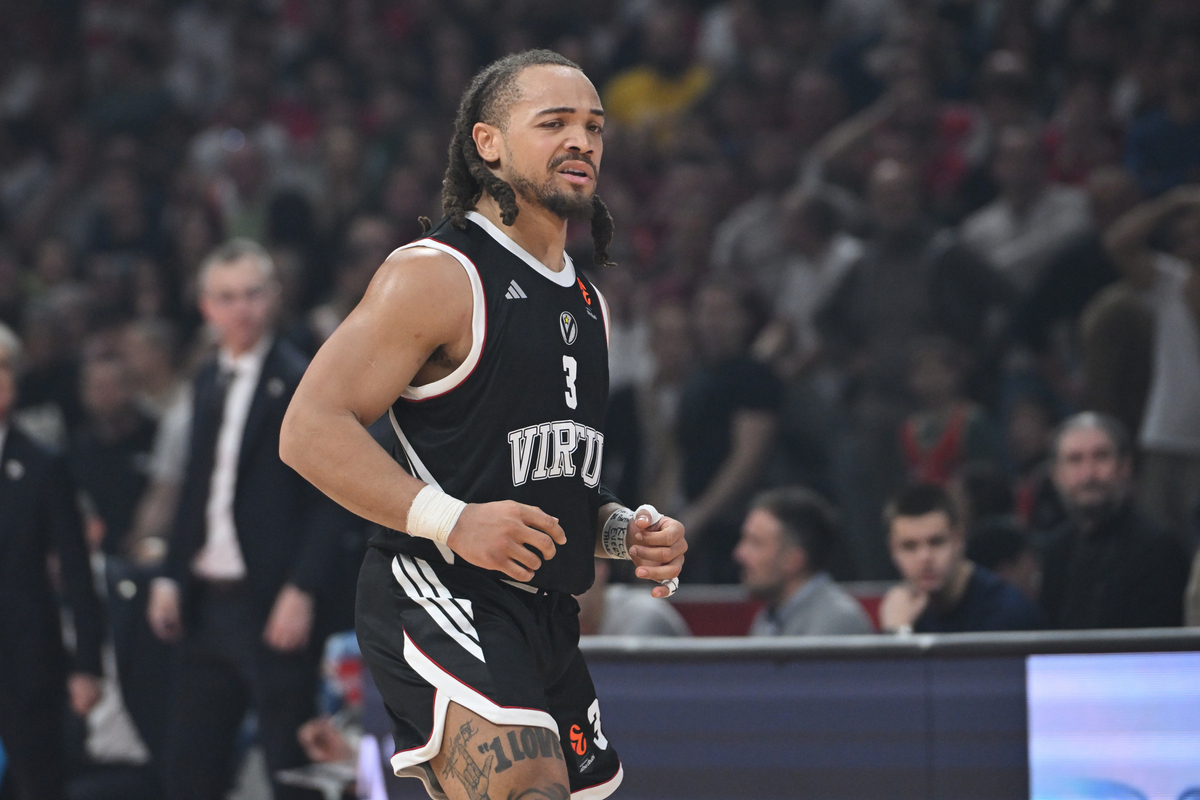 CARSEN EDWARDS Karsen Edvards kosarkas Virtusa Bolonja na utakmici Evrolige protiv Crvene zvezde u hali Beogradska arena, Beograd 19.12.2025. godine Foto: Marko Metlas Kosarka, Crvena zvezda, Evroliga, Virtus Bolonja