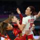 Serbia's Teodora Velickovic prepares to fire a shot during the women's handball World Championship match between Spain and Serbia in Dortmund, Germany, Tuesday, Dec. 2, 2025. (Federico Gambarini/dpa via AP)