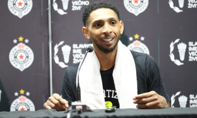 kosarkas Partizana na konferenciji za medije u hali Beogradska Arena, Beograd 25.12.2025. godine Foto: Ivica Veselinov / MN PRESS KOSARKA, BASKETBALL, KK PARTIZAN, KONFERENCIJA, PROMOCIJA
