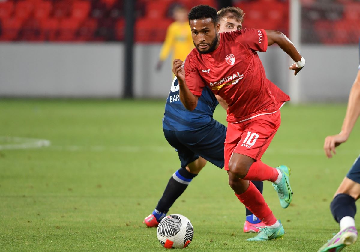 KILIAN BEVIS Kilijan Bivis fudbaler Radnickog 1923, na utakmici Lige Konferencija protiv Mornara na stadionu Dubocica, Leskovac 25.07.2024. foto: MN Press / mi Fudbal, Radnicki KG, Mornar, Radnicki 1923