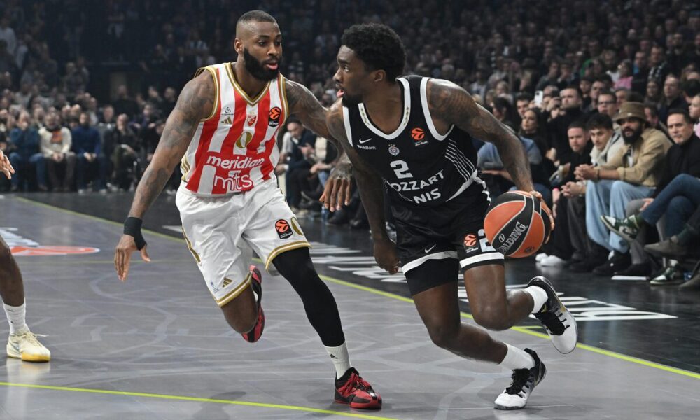 kosarkas Partizana na utakmici Evrolige protiv Crvene zvezde u hali Beogradska arena, Beograd 12.12.2025. godine Foto: Marko Metlas Kosarka, Partizan, Evroliga, Crvena zvezda