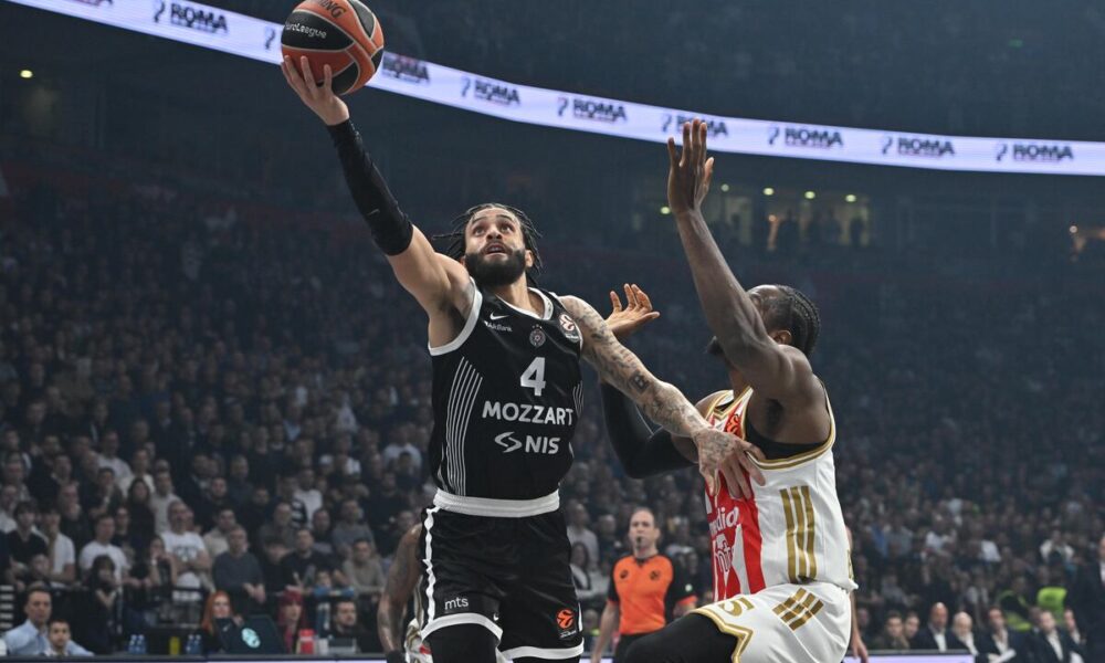 kosarkas Partizana na utakmici Evrolige protiv Crvene zvezde u hali Beogradska arena, Beograd 12.12.2025. godine Foto: Marko Metlas Kosarka, Partizan, Evroliga, Crvena zvezda