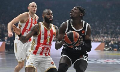 kosarkas Partizana na utakmici Evrolige protiv Crvene zvezde u hali Beogradska arena, Beograd 12.12.2025. godine Foto: Marko Metlas Kosarka, Partizan, Evroliga, Crvena zvezda