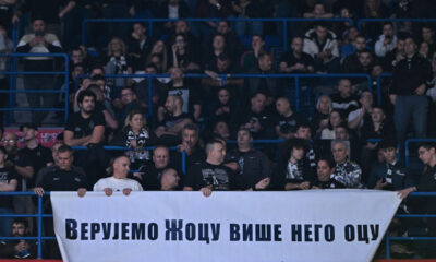 Navijači Partizana na utakmici Evrolige protiv Bajerna Minhen u hali Beogradska arena, Beograd 04.12.2025. godine Foto: Marko Metlas Kosarka, Partizan, Evroliga, Bajern Minhen