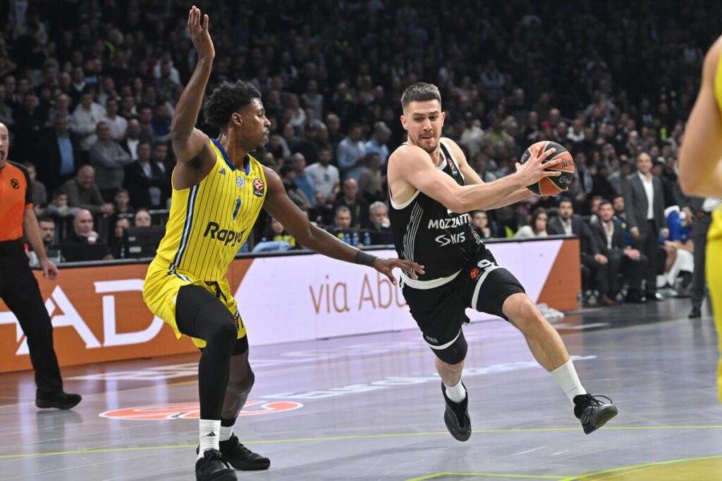 kosarkas Partizana na utakmici Evrolige protiv Makabija Tel Aviv u hali Beogradska arena, Beograd 26.12.2025. godine Foto: Marko Metlas Kosarka, Partizan, Evroliga, Makabi Tel Aviv