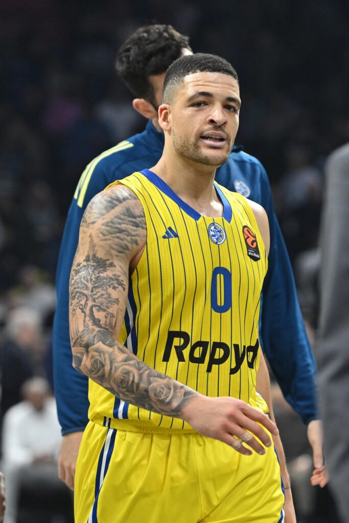 kosarkas Makabija na utakmici Evrolige protiv Partizana u hali Beogradska arena, Beograd 26.12.2025. godine Foto: Marko Metlas Kosarka, Partizan, Evroliga, Makabi Tel Aviv