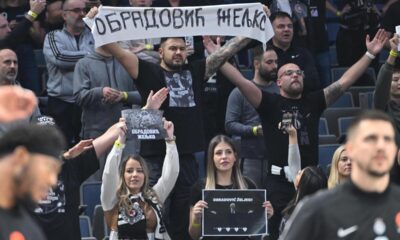 Navijači Partizana na utakmici Evrolige protiv Bajerna Minhen u hali Beogradska arena, Beograd 04.12.2025. godine Foto: Marko Metlas Kosarka, Partizan, Evroliga, Bajern Minhen