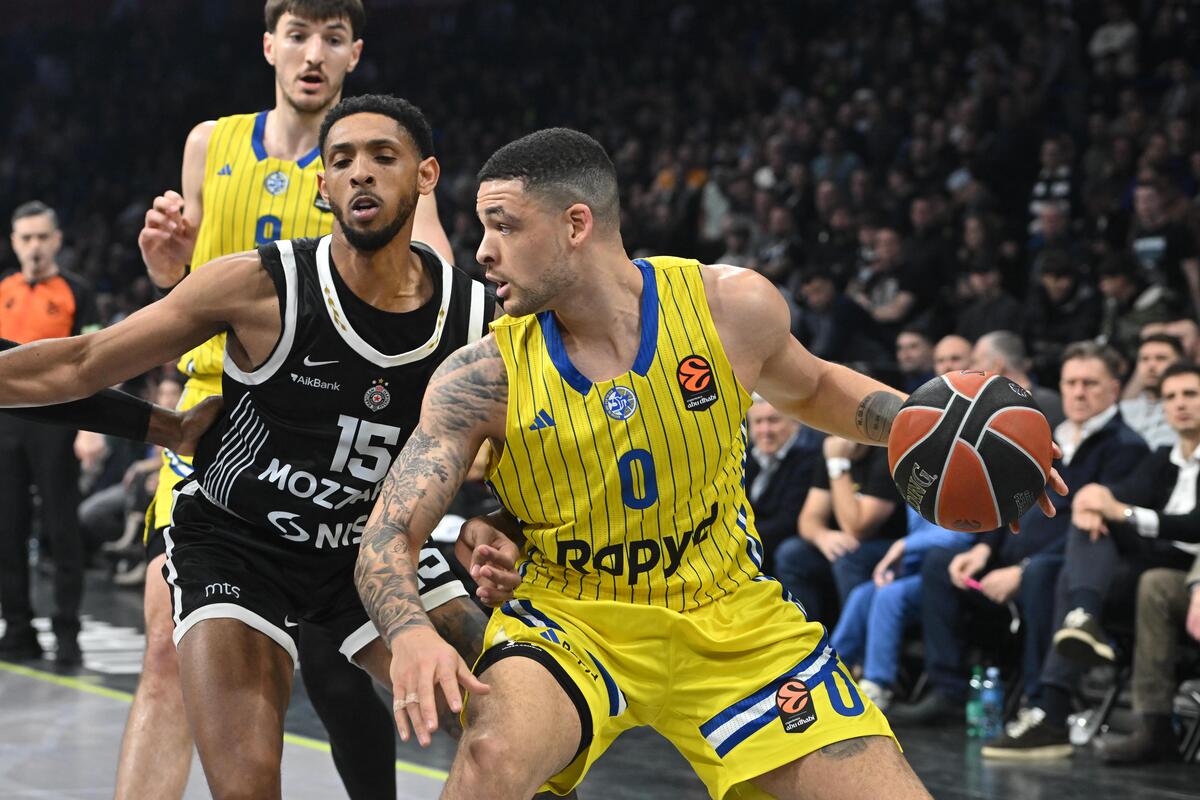 kosarkas Makabija na utakmici Evrolige protiv Partizana u hali Beogradska arena, Beograd 26.12.2025. godine Foto: Marko Metlas Kosarka, Partizan, Evroliga, Makabi Tel Aviv