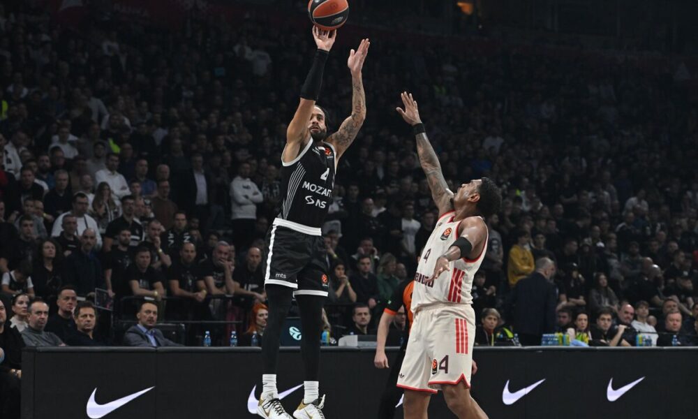 kosarkas Partizana na utakmici Evrolige protiv Bajerna Minhen u hali Beogradska arena, Beograd 04.12.2025. godine Foto: Marko Metlas Kosarka, Partizan, Evroliga, Bajern Minhen